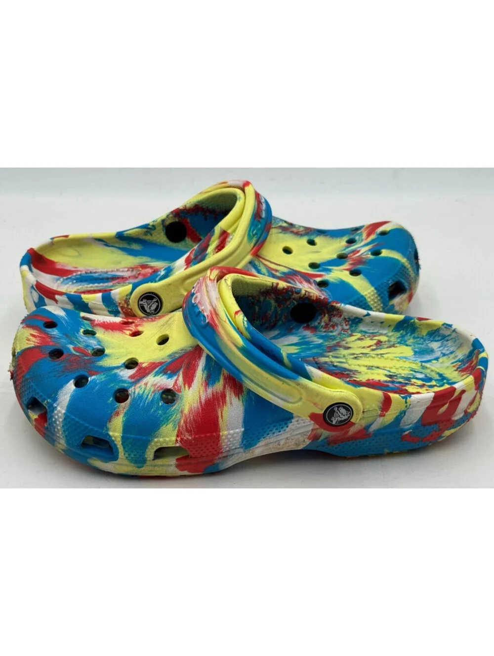 Crocs Classic Marbled Unisex Clogs M8/W10 Multi Round Toe Slip On Shoes 206867